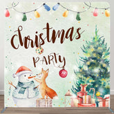 Aperturee - Aperturee Fox Snowman Christmas Tree Tension Fabric Backdrop